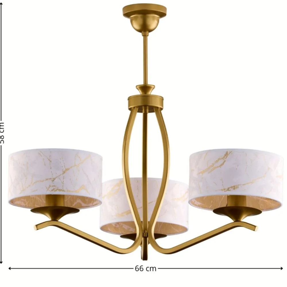 Lampa sufitowa KASZMIR złota biały abażur 3xE27 * Jupiter New