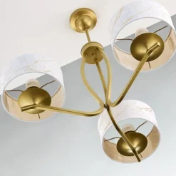 Lampa sufitowa KASZMIR złota biały abażur 3xE27 * Jupiter New