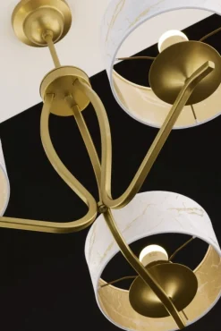 Lampa sufitowa KASZMIR złota biały abażur 3xE27 * Jupiter New