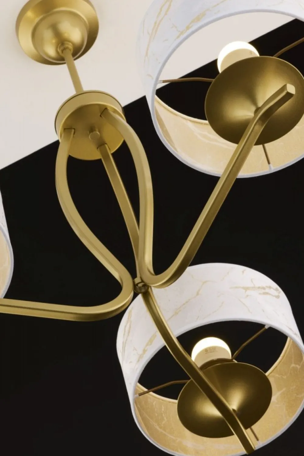 Lampa sufitowa KASZMIR złota biały abażur 3xE27 * Jupiter New