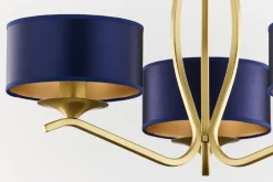Lampa sufitowa KASZMIR złota granatowy abażur 3xE27 * Jupiter New