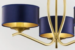 Lampa sufitowa KASZMIR złota granatowy abażur 3xE27 * Jupiter New