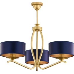 Lampa sufitowa KASZMIR złota granatowy abażur 3xE27 * Jupiter New