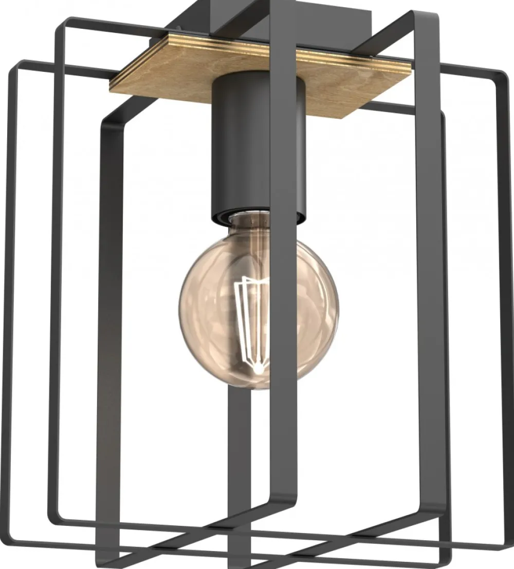 Lampa Sufitowa KORTEZ Czarny Brązowy 1xE27 23cm * Luminex Online