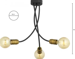 Lampa Sufitowa LUCE Czarny Patyna 3xE27 * Jupiter