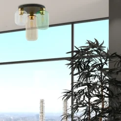 Lampa Sufitowa MARCO Czarny Złoty Szklane Klosze 3xE27 * TK Lighting Clearance