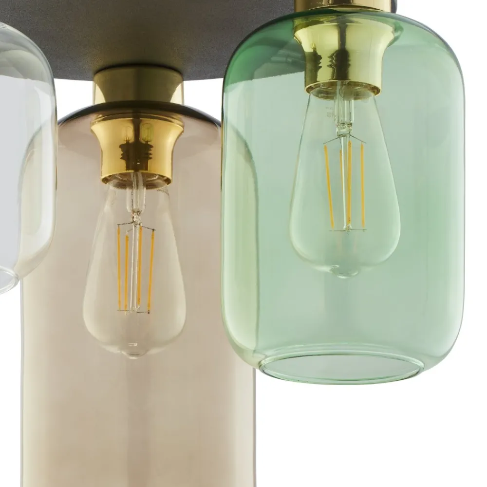Lampa Sufitowa MARCO Czarny Złoty Szklane Klosze 3xE27 * TK Lighting Clearance