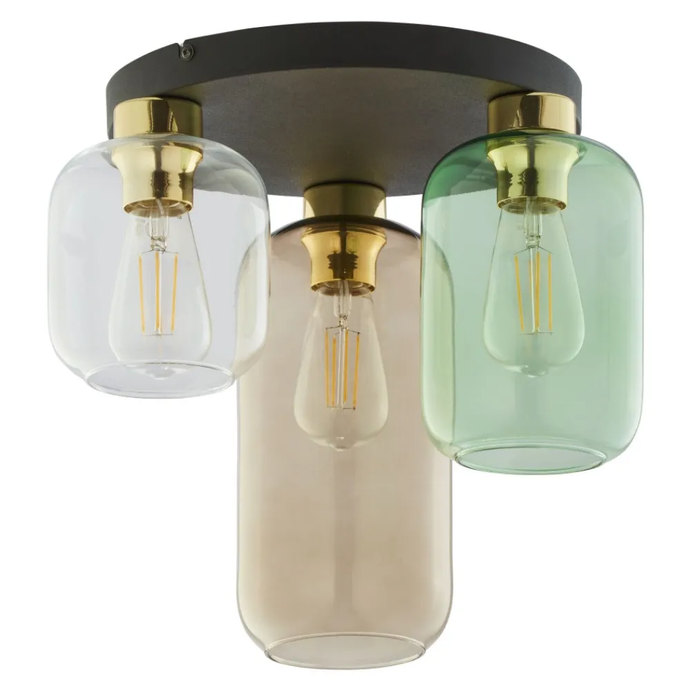 Lampa Sufitowa MARCO Czarny Złoty Szklane Klosze 3xE27 * TK Lighting Clearance