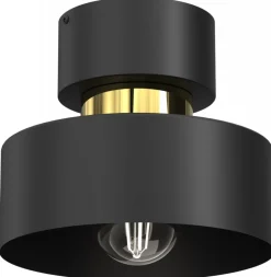 Lampa Sufitowa MARTI Czarny Złoty Metalowy Klosz 1xE27 * Luminex New