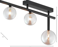 Lampa Sufitowa NEPTUN Czarny Bursztynowy Szklane Klosze 3xG9 * Jupiter New