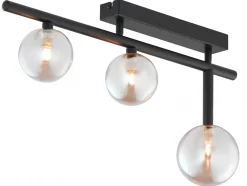 Lampa Sufitowa NEPTUN Czarny Bursztynowy Szklane Klosze 3xG9 * Jupiter New