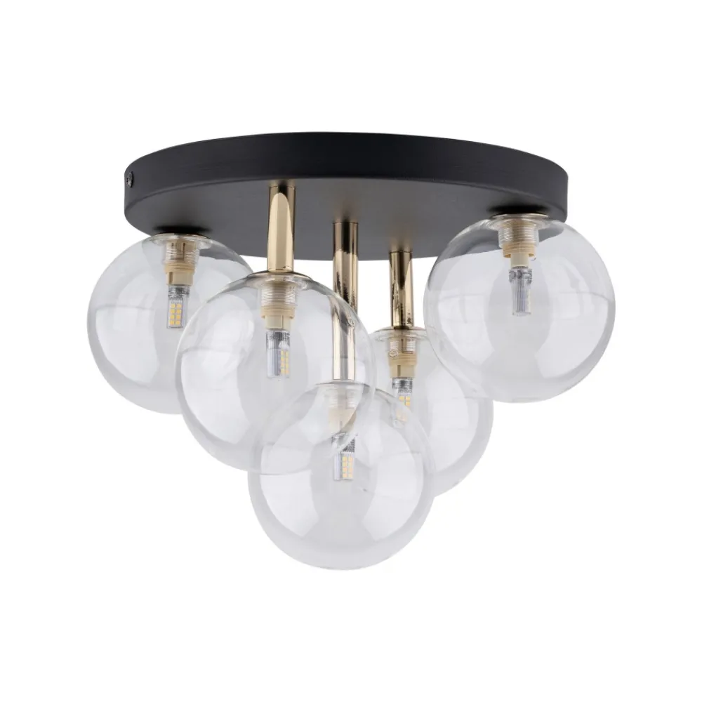 Lampa Sufitowa NILOS Czarny Złoty Szklane Klosze 5xG9 * TK Lighting Clearance