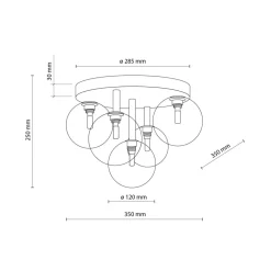 Lampa Sufitowa NILOS Czarny Złoty Szklane Klosze 5xG9 * TK Lighting Clearance