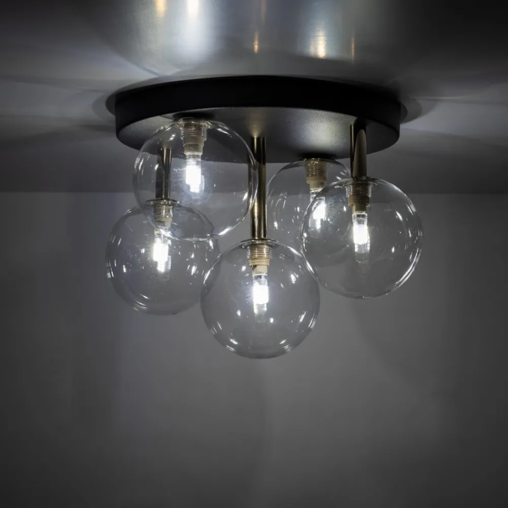 Lampa Sufitowa NILOS Czarny Złoty Szklane Klosze 5xG9 * TK Lighting Clearance
