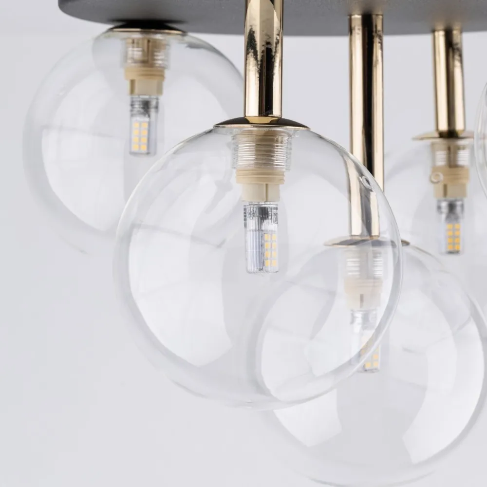 Lampa Sufitowa NILOS Czarny Złoty Szklane Klosze 5xG9 * TK Lighting Clearance