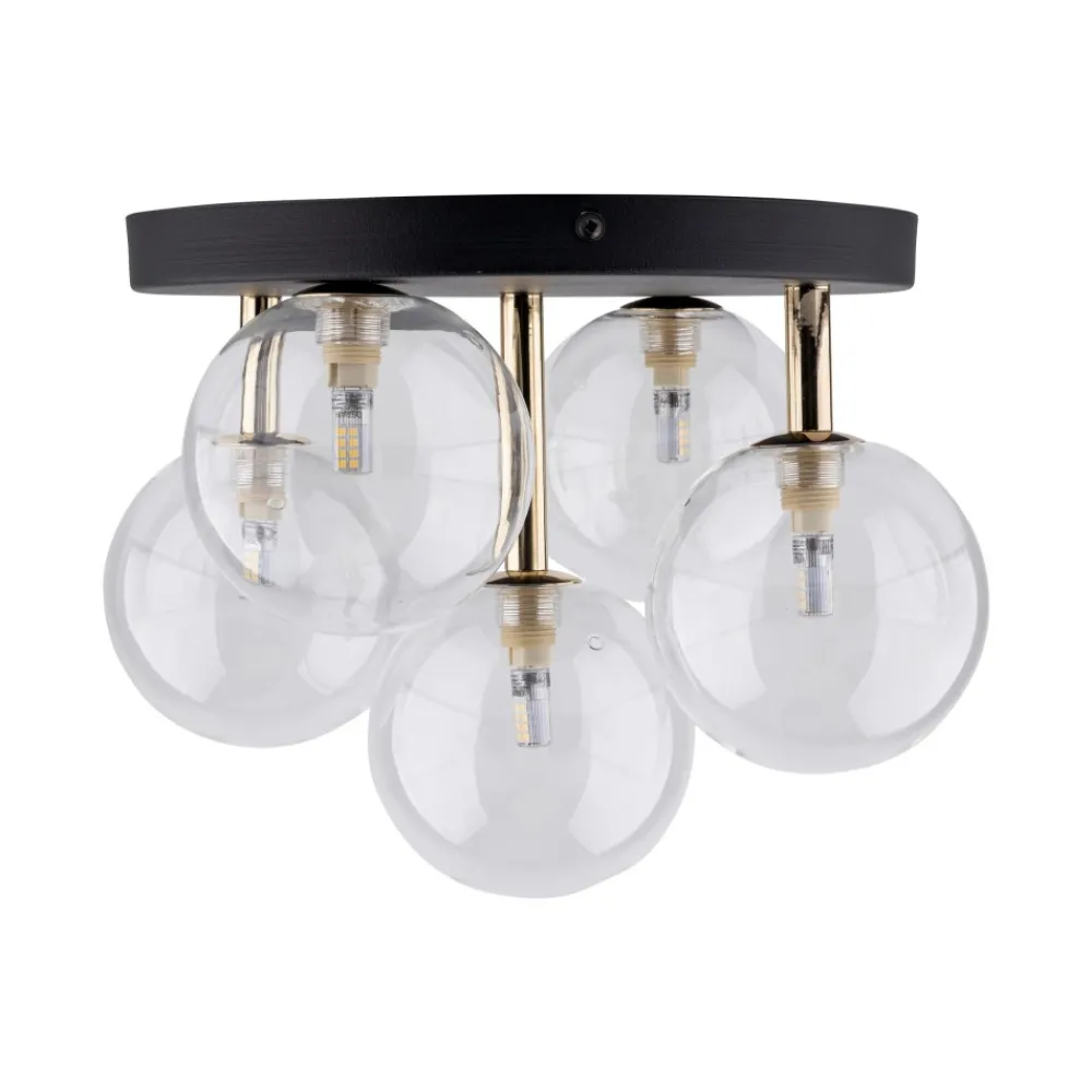 Lampa Sufitowa NILOS Czarny Złoty Szklane Klosze 5xG9 * TK Lighting Clearance