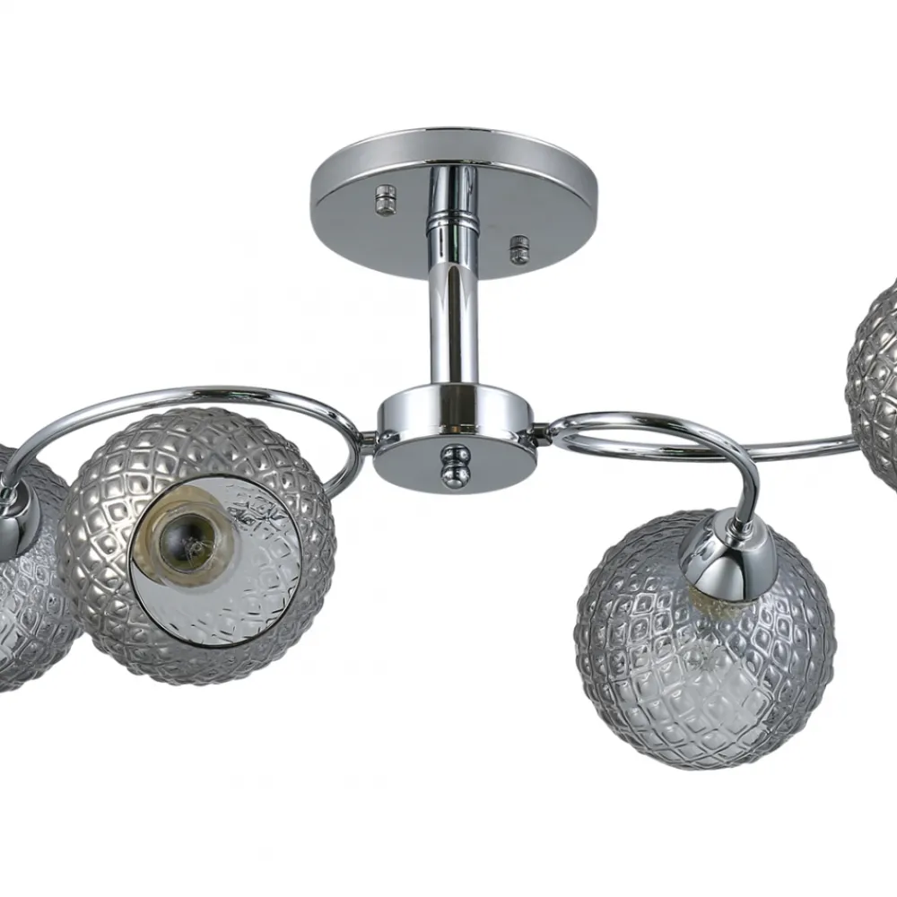 Lampa Sufitowa OAKLAND Srebrny Szklane Klosze 4xE27 * Eko-light Sale