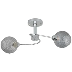 Lampa Sufitowa OAKLAND Srebrny Szklane Klosze 2xE27 * Eko-light Sale