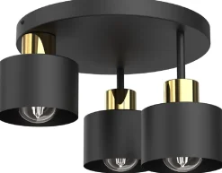Lampa Sufitowa PARKLA Czarny Złoty Metalowy Klosz 3xE27 * Luminex New