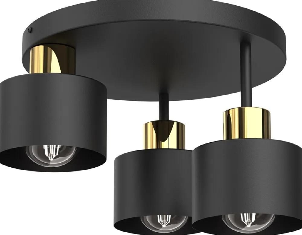 Lampa Sufitowa PARKLA Czarny Złoty Metalowy Klosz 3xE27 * Luminex New
