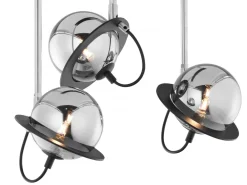 Lampa Sufitowa PLANET Czarny Srebrny Szklane Klosze 3xG9 * Jupiter Clearance