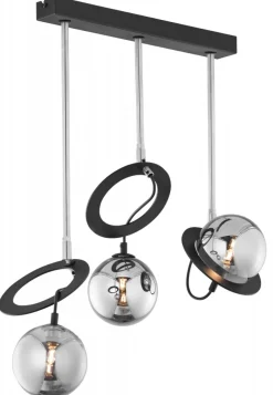 Lampa Sufitowa PLANET Czarny Srebrny Szklane Klosze 3xG9 * Jupiter Clearance