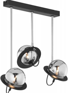 Lampa Sufitowa PLANET Czarny Srebrny Szklane Klosze 3xG9 * Jupiter Clearance