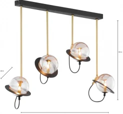 Lampa Sufitowa PLANET Czarny Złoty Szklane Klosze 3xG9 * Jupiter Hot