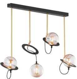 Lampa Sufitowa PLANET Czarny Złoty Szklane Klosze 3xG9 * Jupiter Hot
