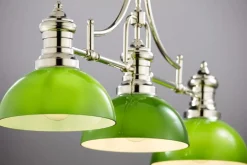 Lampa sufitowa PLATINO srebrna zielony klosz 3xE27 * Jupiter Discount