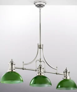 Lampa sufitowa PLATINO srebrna zielony klosz 3xE27 * Jupiter Discount