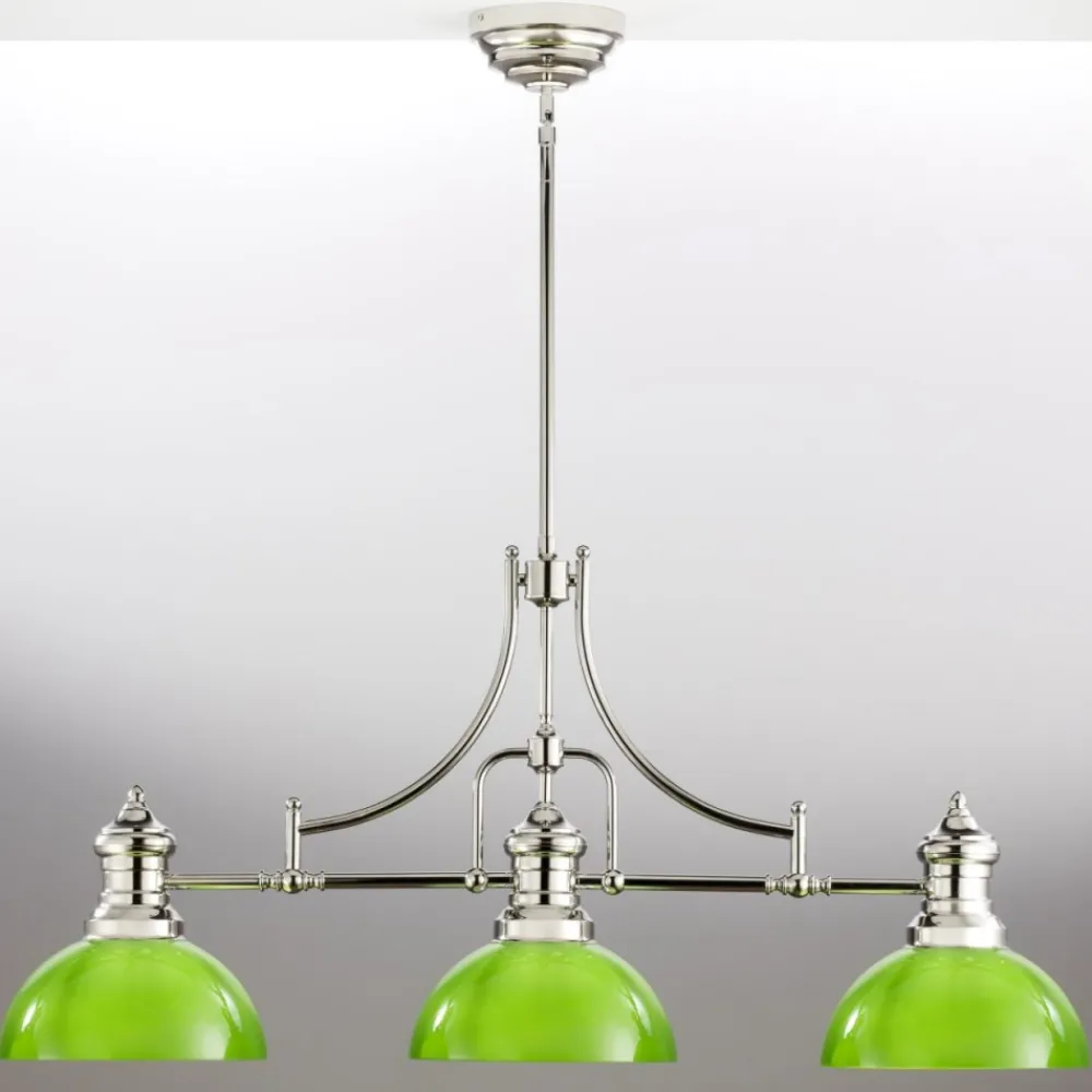 Lampa sufitowa PLATINO srebrna zielony klosz 3xE27 * Jupiter Discount