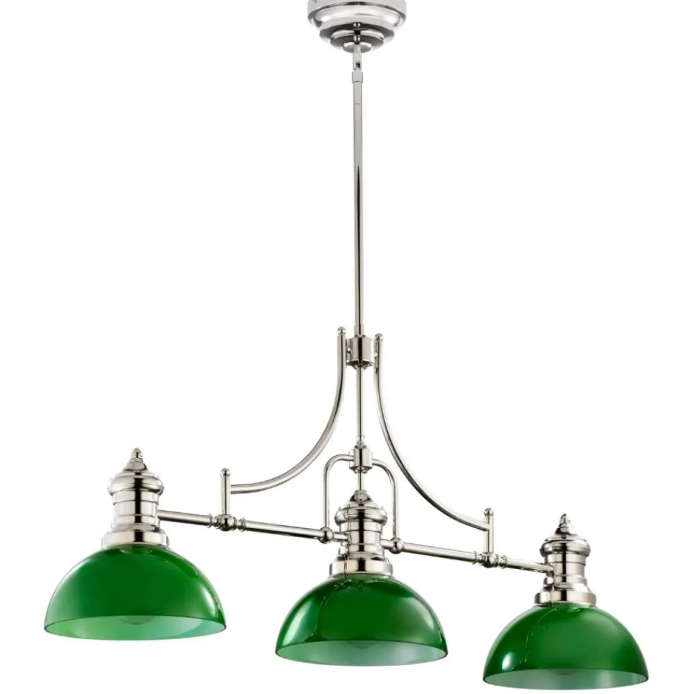 Lampa sufitowa PLATINO srebrna zielony klosz 3xE27 * Jupiter Discount