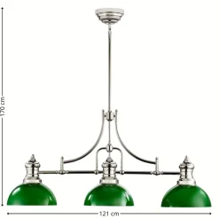 Lampa sufitowa PLATINO srebrna zielony klosz 3xE27 * Jupiter Discount