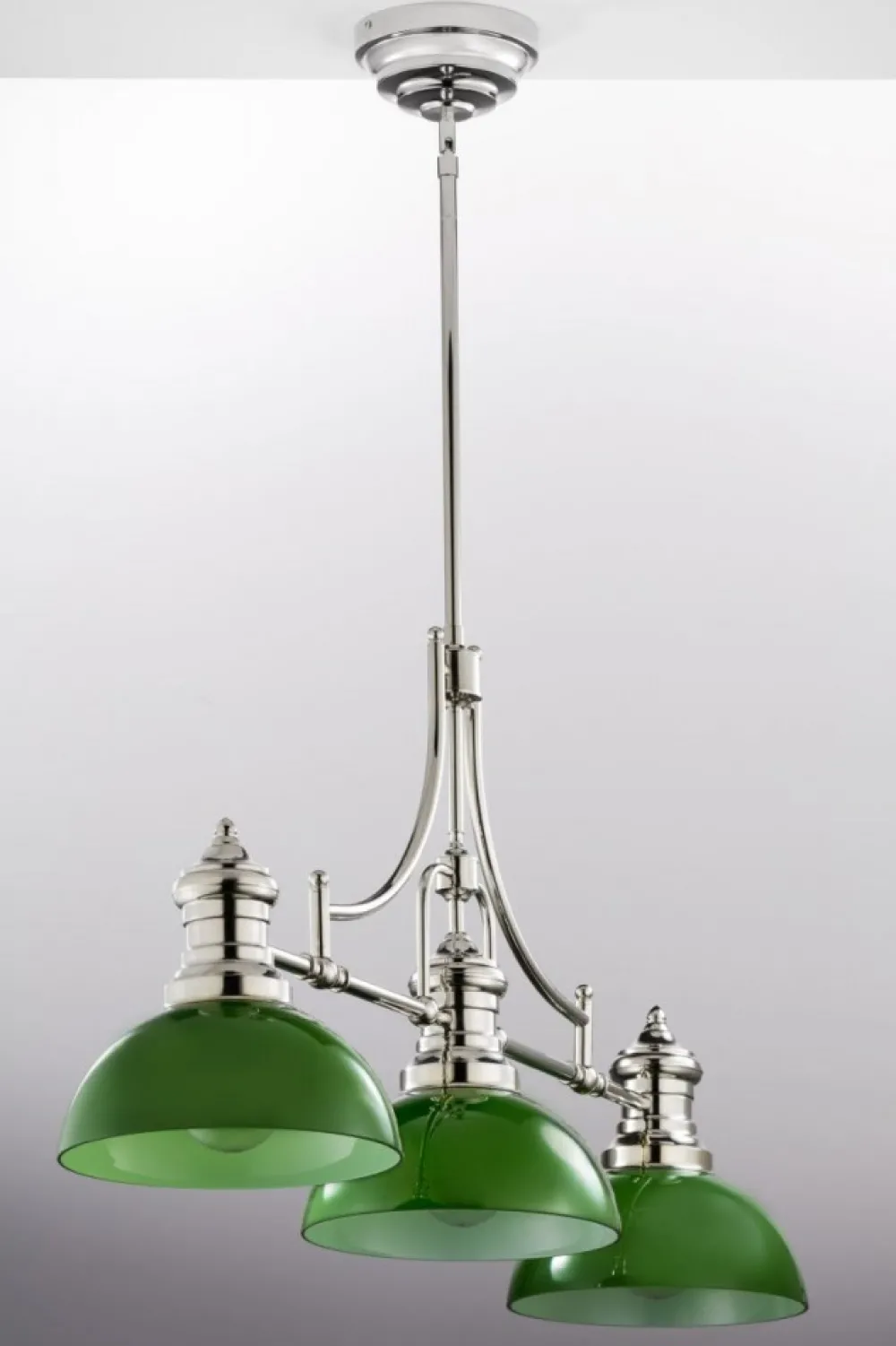 Lampa sufitowa PLATINO srebrna zielony klosz 3xE27 * Jupiter Discount