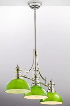Lampa sufitowa PLATINO srebrna zielony klosz 3xE27 * Jupiter Discount