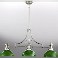 Lampa sufitowa PLATINO srebrna zielony klosz 3xE27 * Jupiter Discount