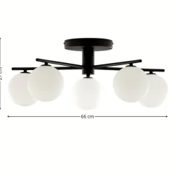 Lampa sufitowa PRATO czarna biały klosz 5xG9 * Jupiter Sale