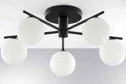 Lampa sufitowa PRATO czarna biały klosz 5xG9 * Jupiter Sale