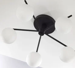 Lampa sufitowa PRATO czarna biały klosz 5xG9 * Jupiter Sale