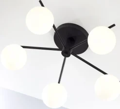 Lampa sufitowa PRATO czarna biały klosz 5xG9 * Jupiter Sale
