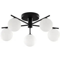 Lampa sufitowa PRATO czarna biały klosz 5xG9 * Jupiter Sale