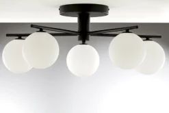 Lampa sufitowa PRATO czarna biały klosz 5xG9 * Jupiter Sale