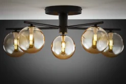 Lampa sufitowa PRATO czarna bursztynowy klosz 5xG9 * Jupiter New