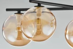 Lampa sufitowa PRATO czarna bursztynowy klosz 5xG9 * Jupiter New