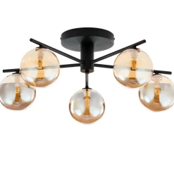 Lampa sufitowa PRATO czarna bursztynowy klosz 5xG9 * Jupiter New