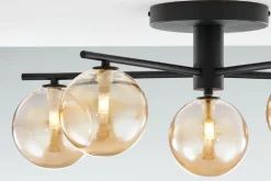 Lampa sufitowa PRATO czarna bursztynowy klosz 5xG9 * Jupiter New