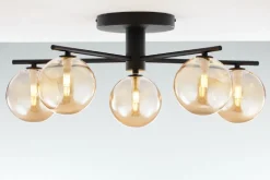 Lampa sufitowa PRATO czarna bursztynowy klosz 5xG9 * Jupiter New