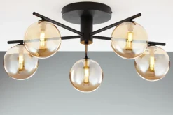 Lampa sufitowa PRATO czarna bursztynowy klosz 5xG9 * Jupiter New