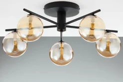 Lampa sufitowa PRATO czarna bursztynowy klosz 5xG9 * Jupiter New